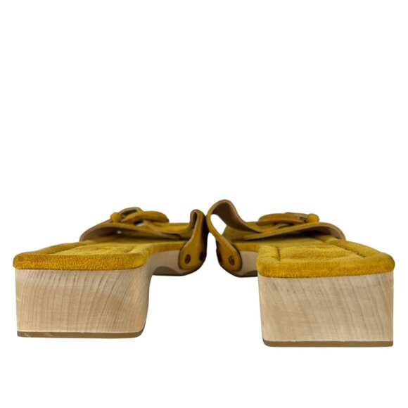 Veronica Beard Davina Suede Slip-On Sandals in Saffron Yellow Leather Size 8 - Picture 4 of 12